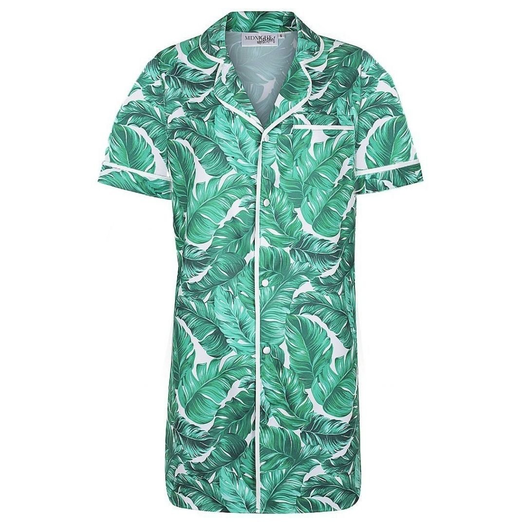 Satin Personalised Short Sleeve Boyfriend Shirt - Hamptons Print