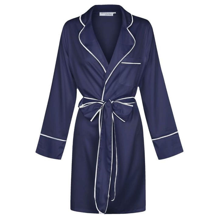 Satin Signature Personalised Robe - Navy/White