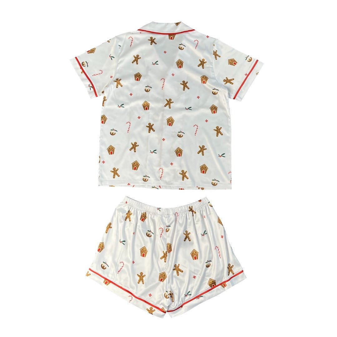 Men's Christmas Satin Personalised Pyjama Set -  Gingerbread Print