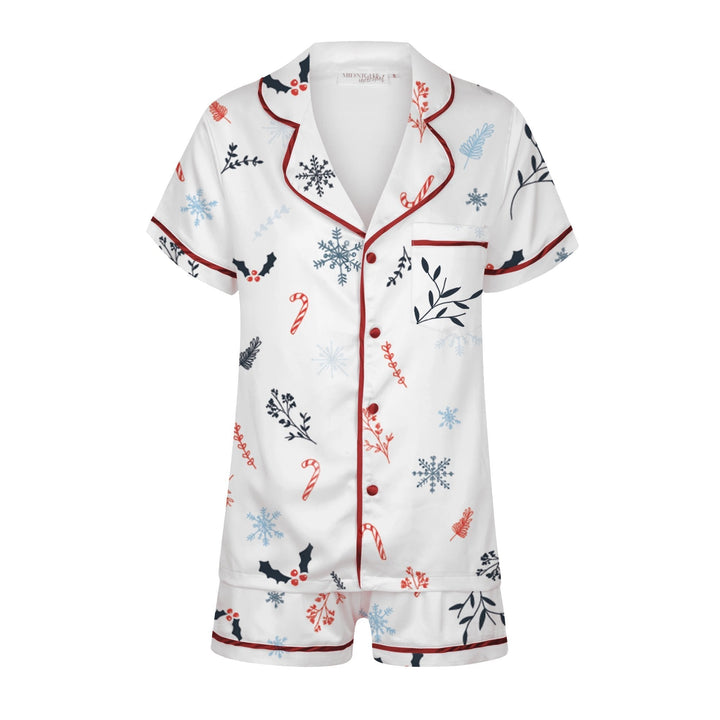 Men's Christmas Satin Personalised Pyjama Set - Traditional Print