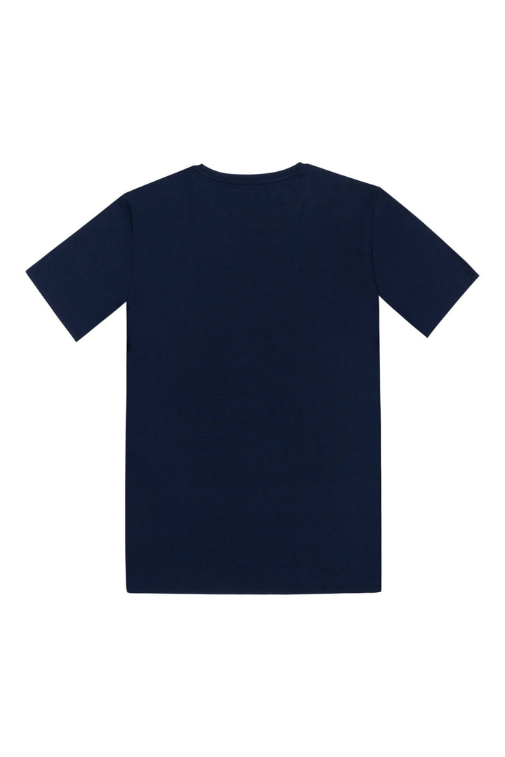 Men's Personalised Rib-Knit Bamboo Lounge T-Shirt - Navy