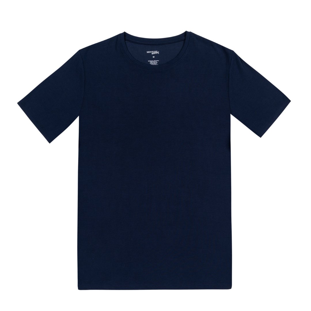 Men's Personalised Rib-Knit Bamboo Lounge T-Shirt - Navy