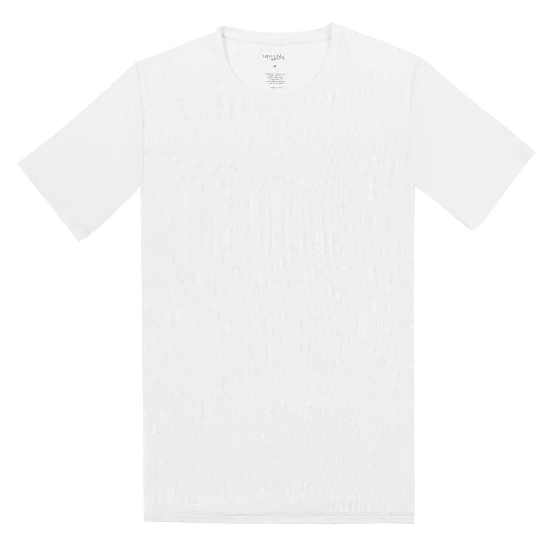 Men's Personalised Rib-Knit Bamboo Lounge T-Shirt - White