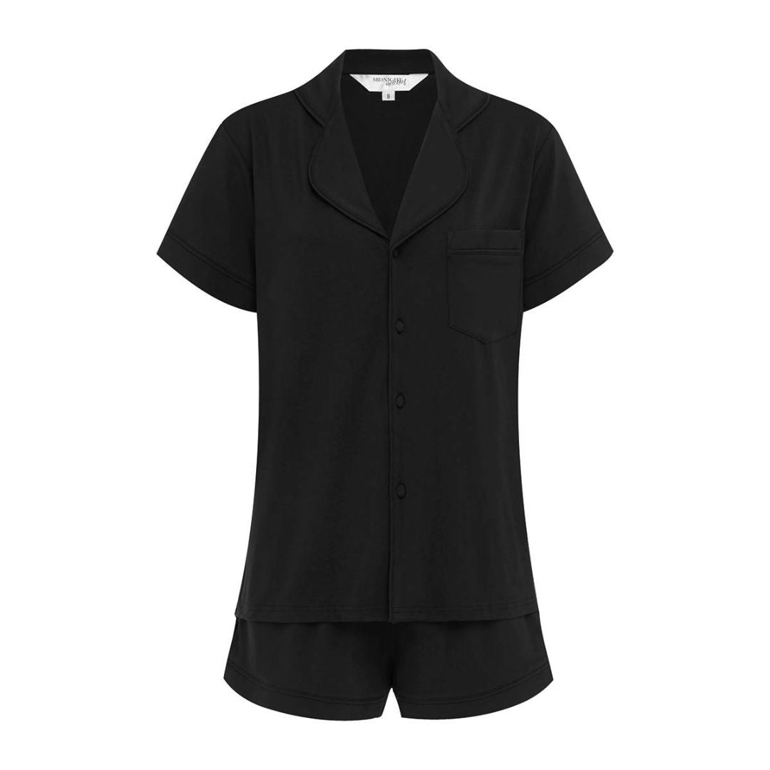 Modal Summer Pyjamas Short Sleeve & Shorts - Black