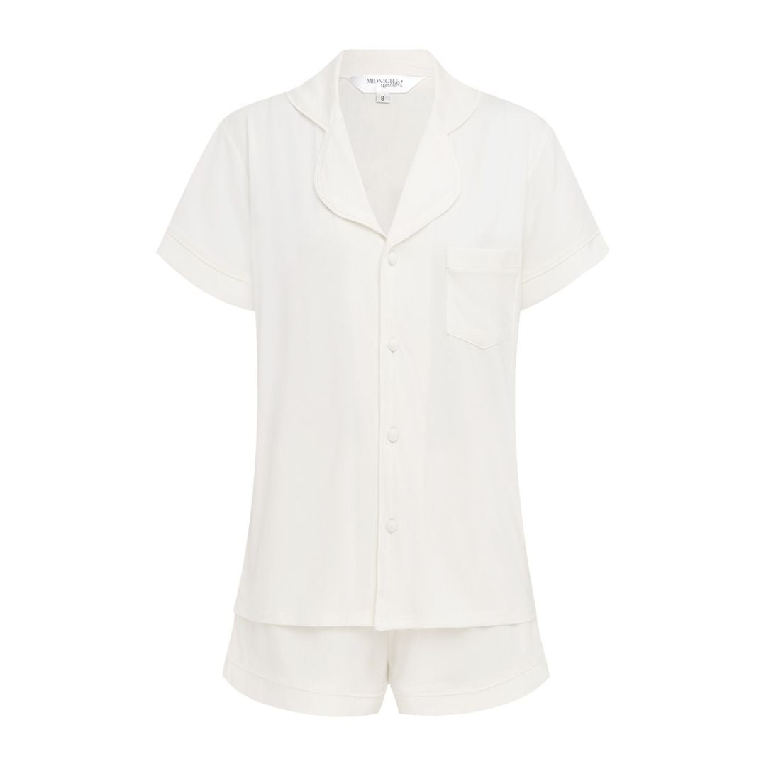 Modal Summer Pyjamas Short Sleeve & Shorts - White