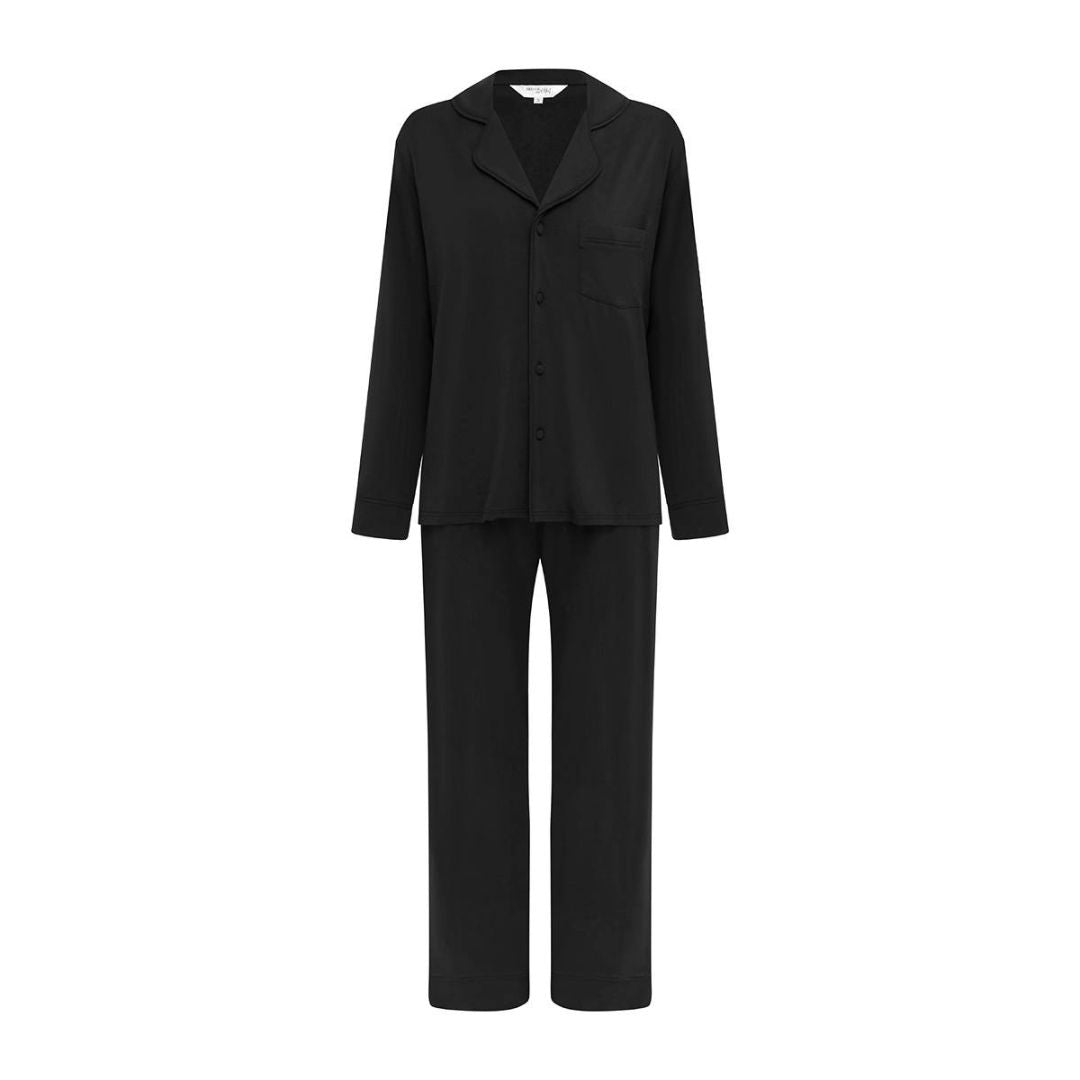 Modal Winter Pyjamas Long Sleeve & Long Pants - Black