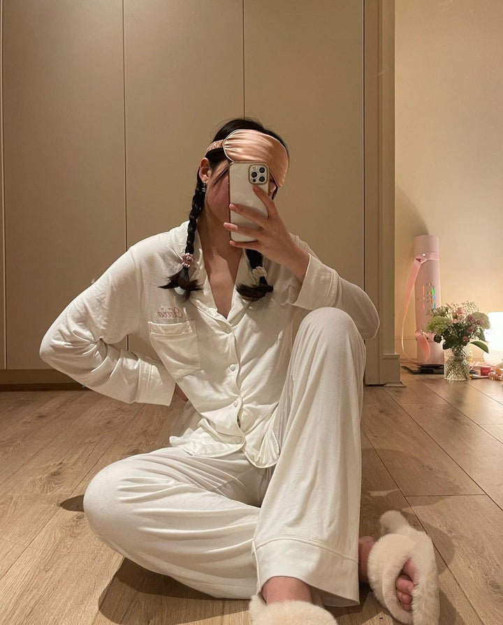 Modal Winter Pyjamas Long Sleeve & Long Pants - White