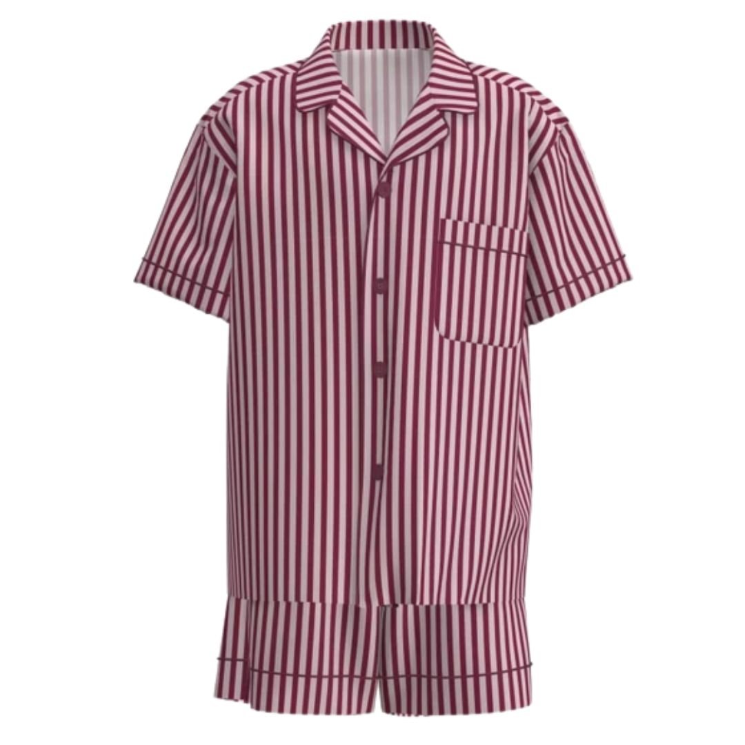 Men's Christmas Satin Personalised Pyjama Set - Red/White Stripes