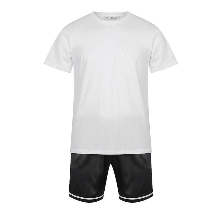 Men's Satin Personalised Pyjama Set - Cotton Shirt with Black Shorts
