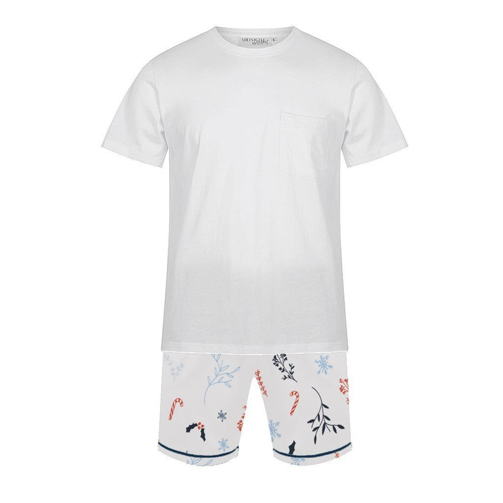 Men's Satin Personalised Pyjama Set - Cotton Shirt with Traditional Print Shorts