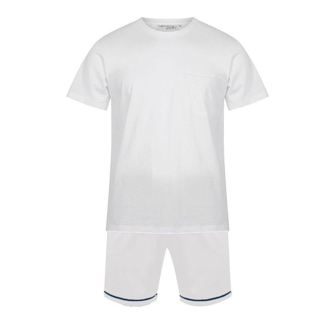 Men's Satin Personalised Pyjama Set - Cotton Shirt with White Shorts