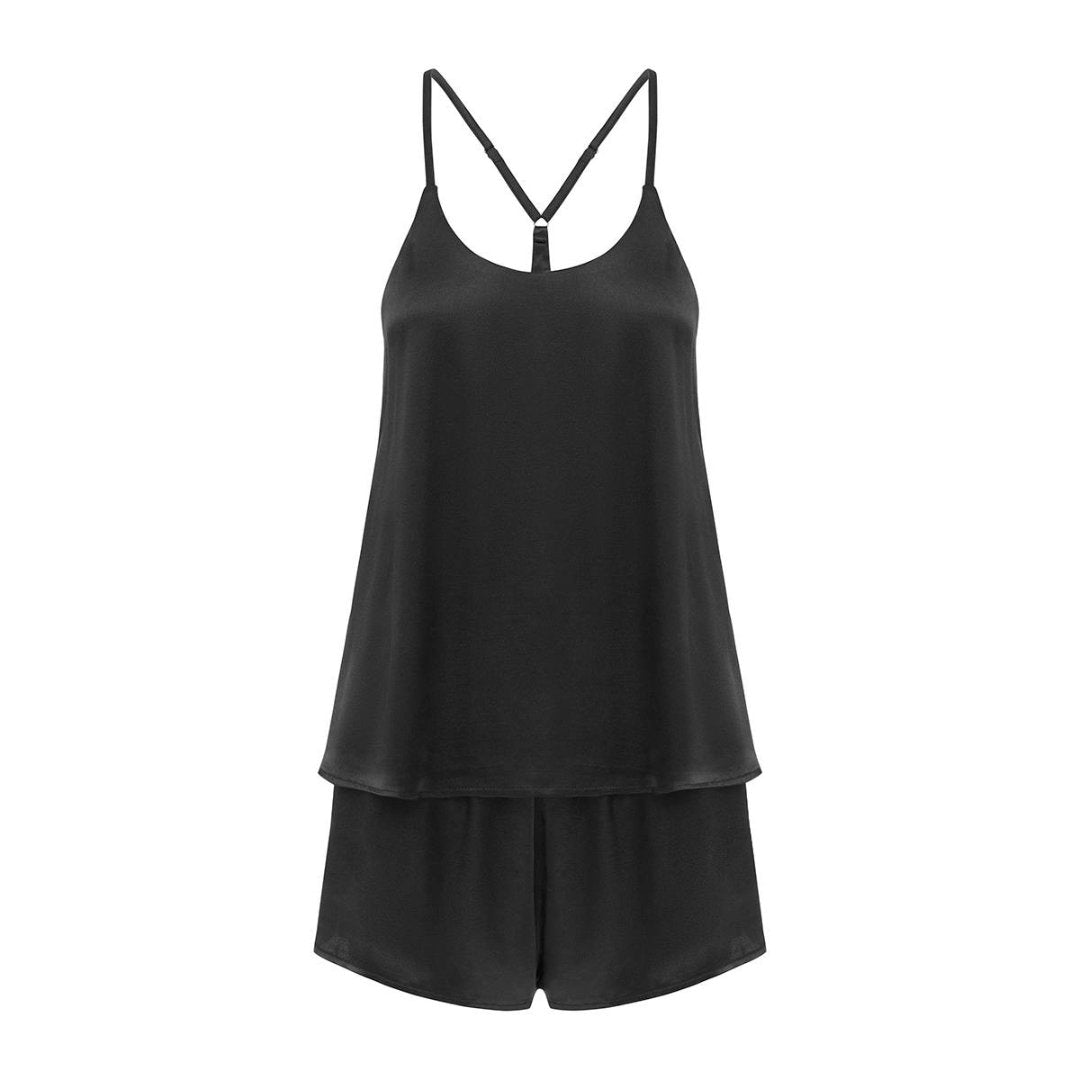 Racerback Viscose Cami Set - Black (Faulty/Final Sale)