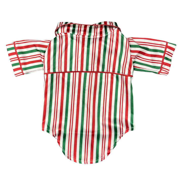 Satin Dog Pyjama Shirt - Candy Cane Print