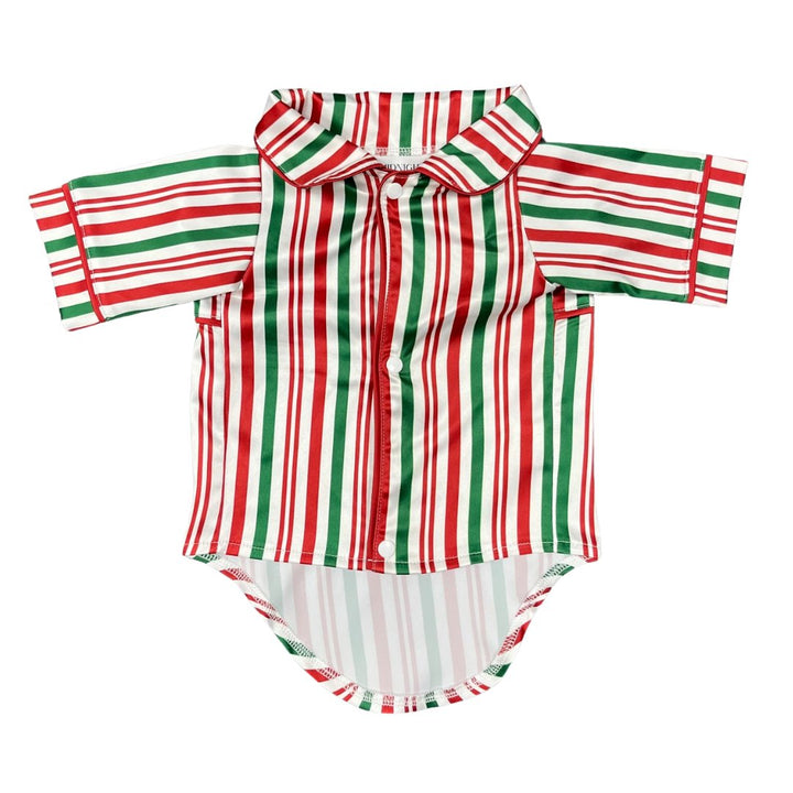 Satin Dog Pyjama Shirt - Candy Cane Print