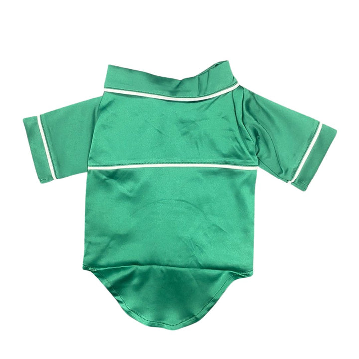 Satin Dog Pyjama Shirt - Emerald Green