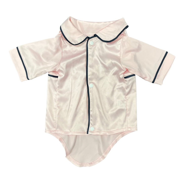 Satin Dog Pyjama Shirt - Pink/Navy
