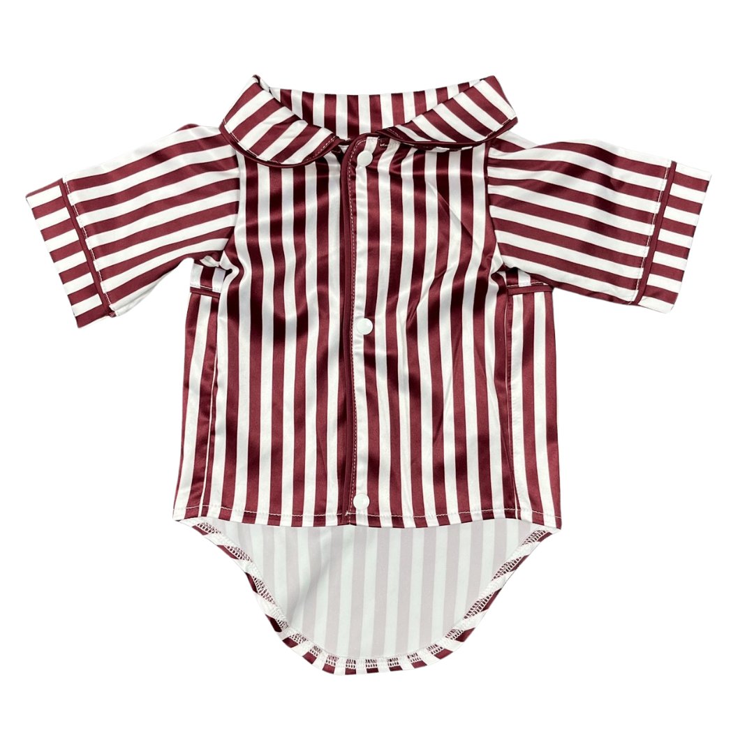 Satin Dog Pyjama Shirt - Red/White Stripes