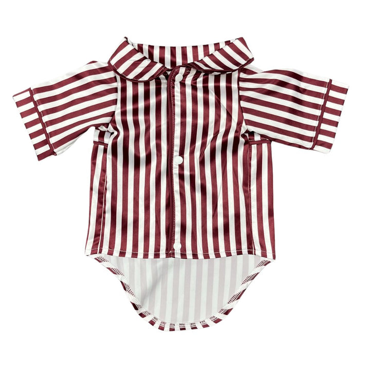 Satin Dog Pyjama Shirt - Red/White Stripes