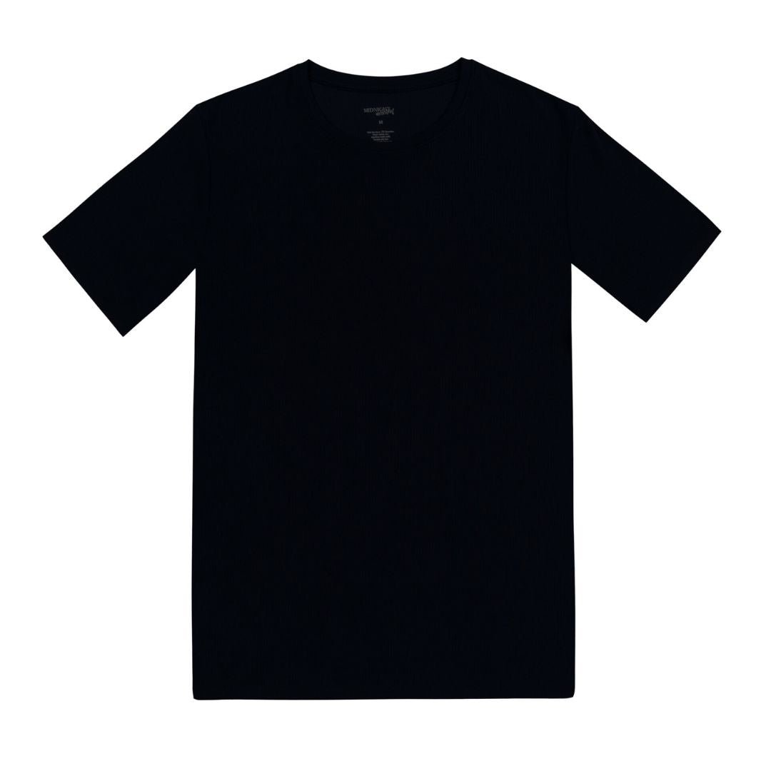 Women's Personalised Rib-Knit Bamboo Lounge T-Shirt - Black