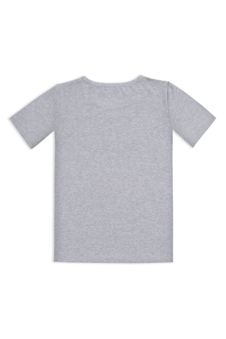 Women's Personalised Rib-Knit Bamboo Lounge T-Shirt - Grey